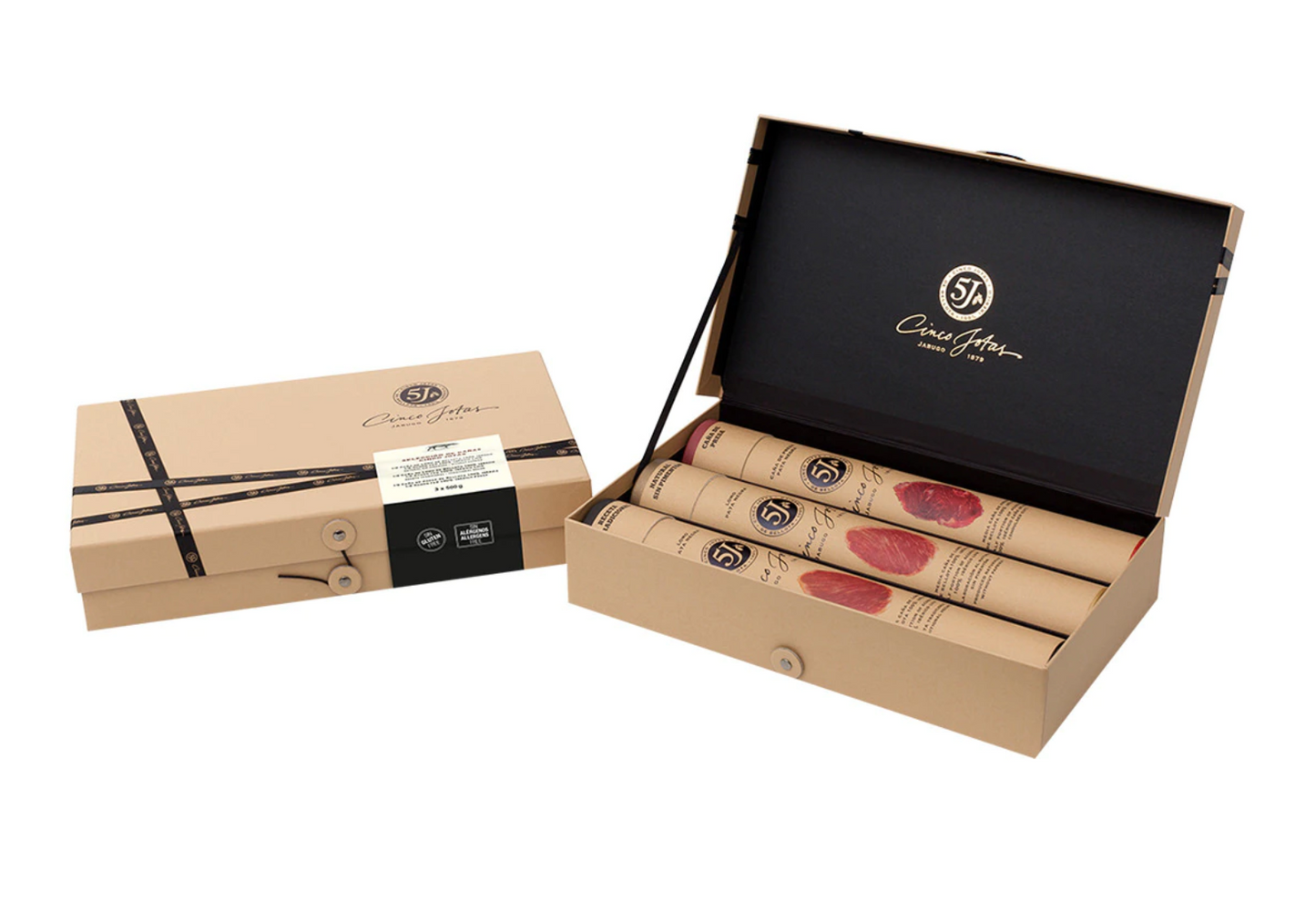 Scatola di Lomo Tradizionale, Lomo Naturale e Presa Iberica 100% marca Cinco Jotas 5J