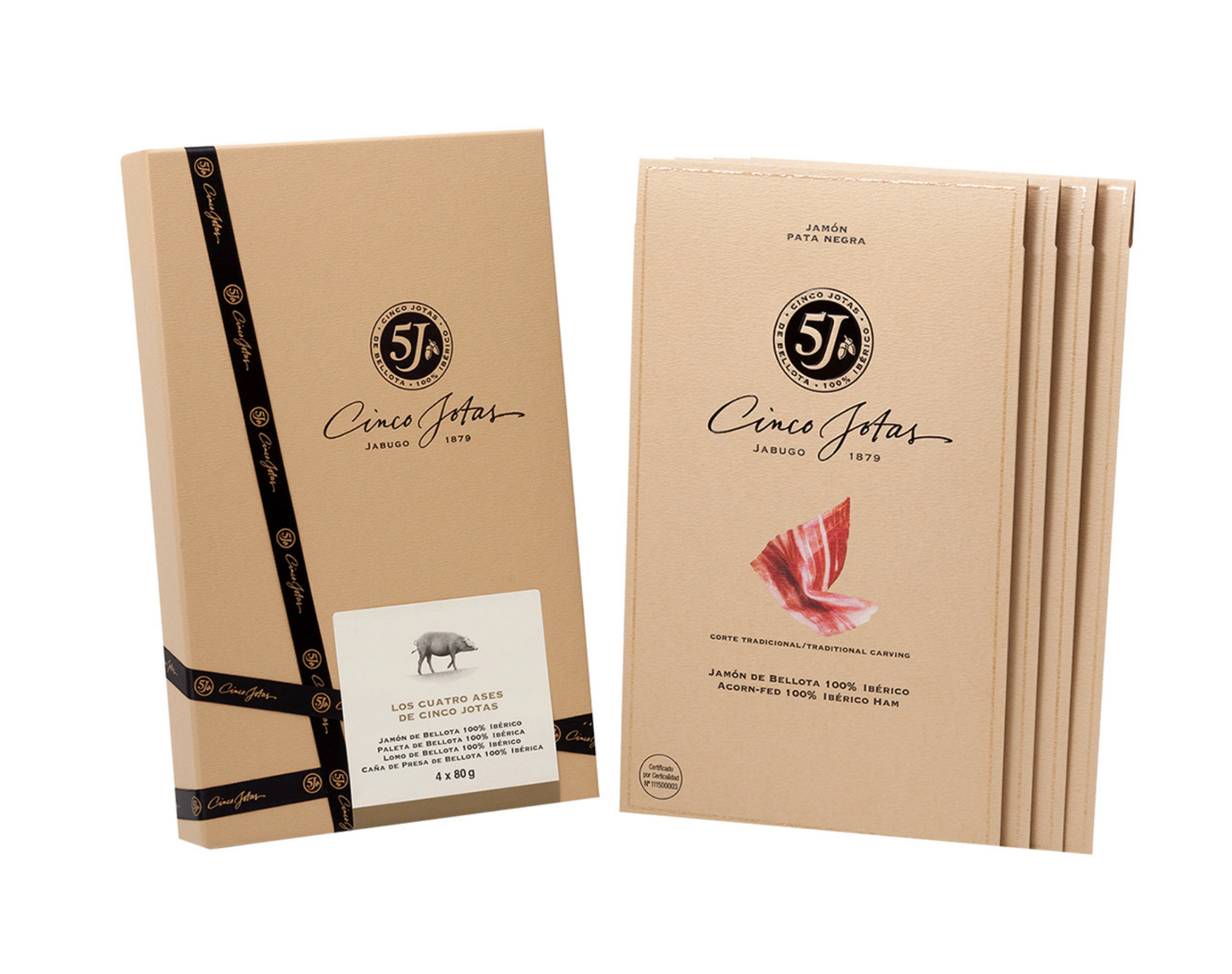 Set di 4 prodotti Cinco Jotas 100% Iberico tagliato interamente a fette a mano