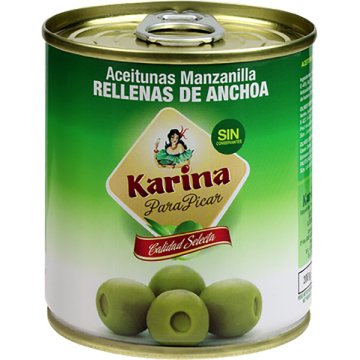 olive ripiene di acciughe Karina 180/200 lattina da 2,3 kg BG