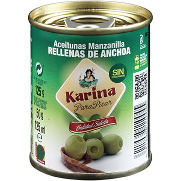 Acciughe ripiene alle olive Karina 180/200 lattina 50 gr BG