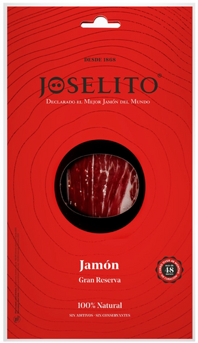 Prosciutto (coscia) Gran Riserva stagionato a fette ( Jamón Iberico ), marca Joselito 70 gr. -