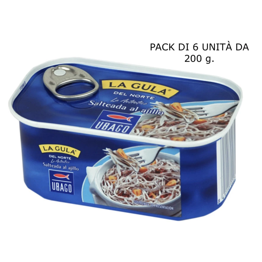 La gula del norte all'aglio piccante. Pack di 6 lattine da 200 g.